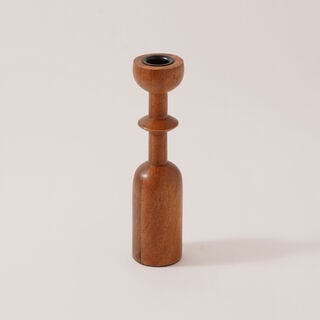 هومز حامل شموع عامودي خشب 5*5*22سم، بني