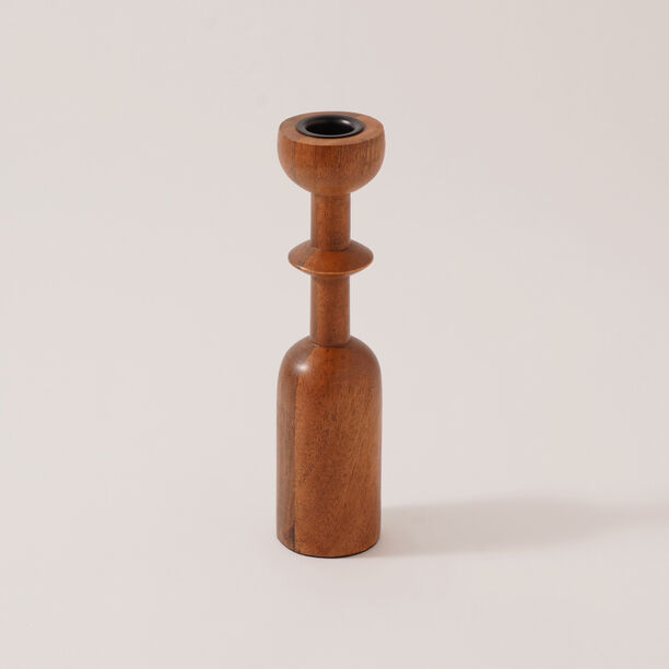 هومز حامل شموع عامودي خشب 5*5*22سم، بني image number 0