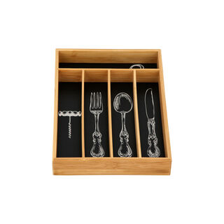 Alberto Bamboo Utensils Drawer Organizer Black Color