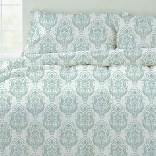 Cottage 4pcs aqua damask comforter set single size 160*240cm