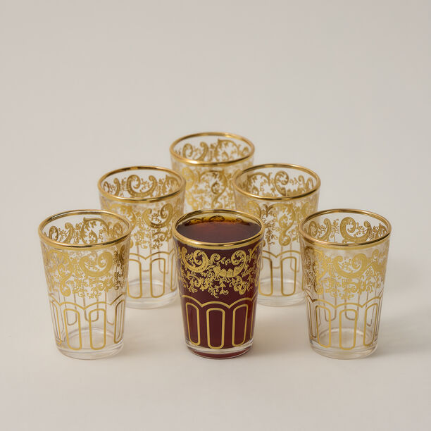 Moroccan Tea Glass Transparent Real Gold Vol:6Oz image number 3