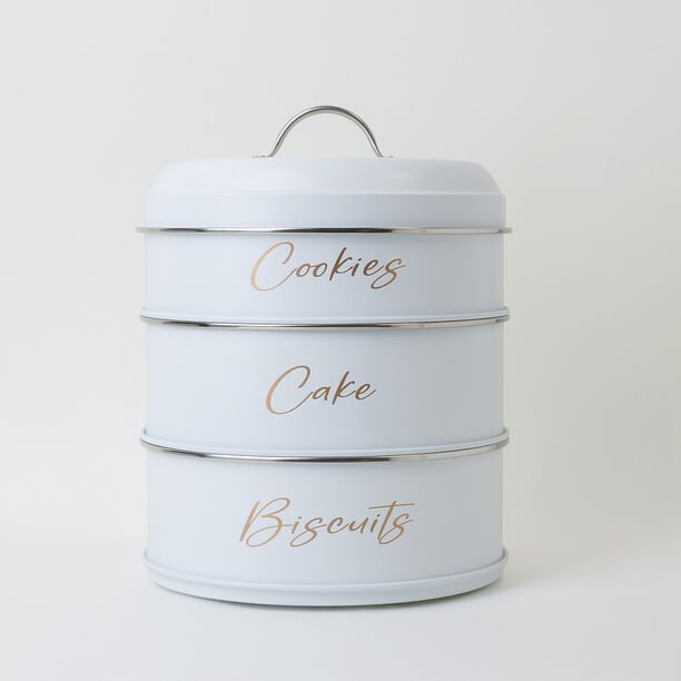 ألبرتو حافظة تخزين 3 طبقات معدنية، أبيض 24*24*25.5 سم image number 0