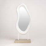 Homez off white resin mirror with ribbed texture 22*9.7*48.7 cm image number 0