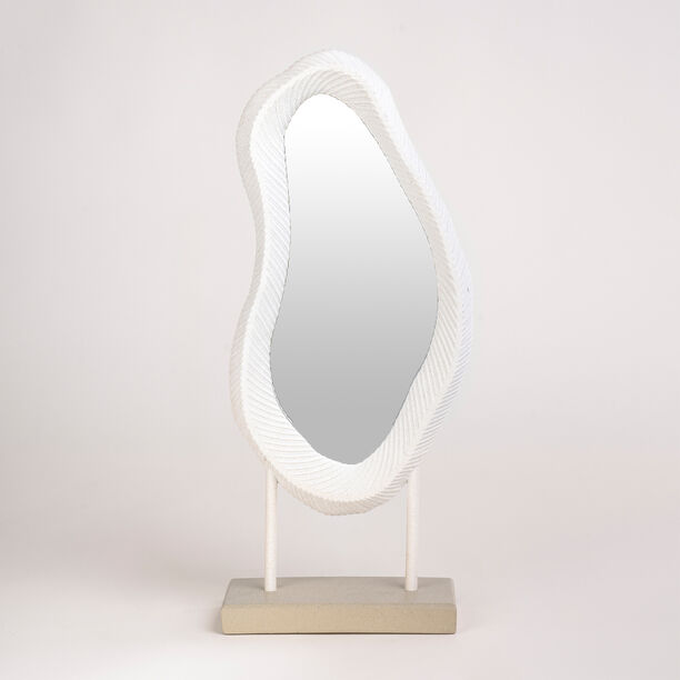 Homez off white resin mirror with ribbed texture 22*9.7*48.7 cm image number 0