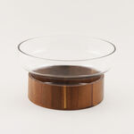 La Mesa Glass Salad Bowl With Wooden Base, Transparent 27*18*14.5Cm image number 0
