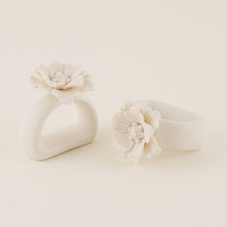 Peaceful Peach Napkin Ring Set Of 2, Off White Porcelain
