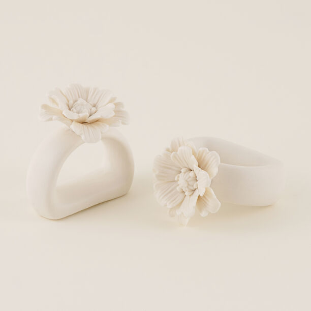 Peaceful Peach Napkin Ring Set Of 2, Off White Porcelain image number 0