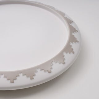 تشكيلة صدفة لاميسا حامل أدوات مائدة مع قاعدة خشبية، ارتفاع 25 سم