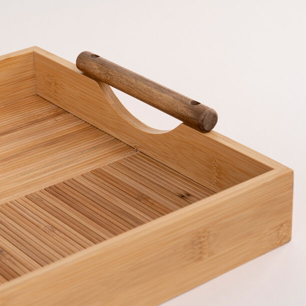 Bamboo Serving Tray With Wood Handle image number 2