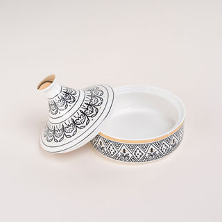 Dallaty white & black date bowl with lid 19.5*16.6*17 cm