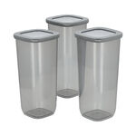 Grey food container plastic set with lids 9 pcs image number 1