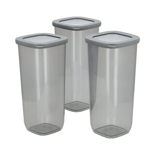 Grey food container plastic set with lids 9 pcs