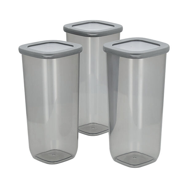Grey food container plastic set with lids 9 pcs image number 1