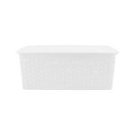 WHITE RATTAN STORAGE BOX STACKABLE image number 1