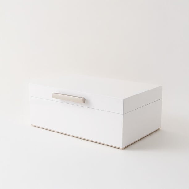 هومز صندوق مجوهرات صغير وطبقتين للتخزين أم دي أف 23*14.7*8.8سم، أبيض image number 0