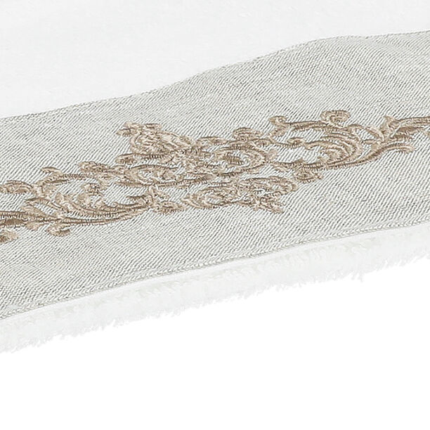 Royal Embroidered Linen Border Bath Towel 100% Cotton 70*140 cm White image number 2