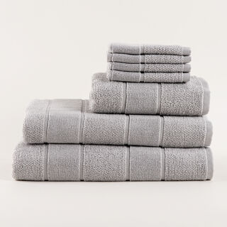 Boutique Blanche 4 Piece Silver Riviera Stripe 100% Cotton Face Towel Set 30*30 Cm