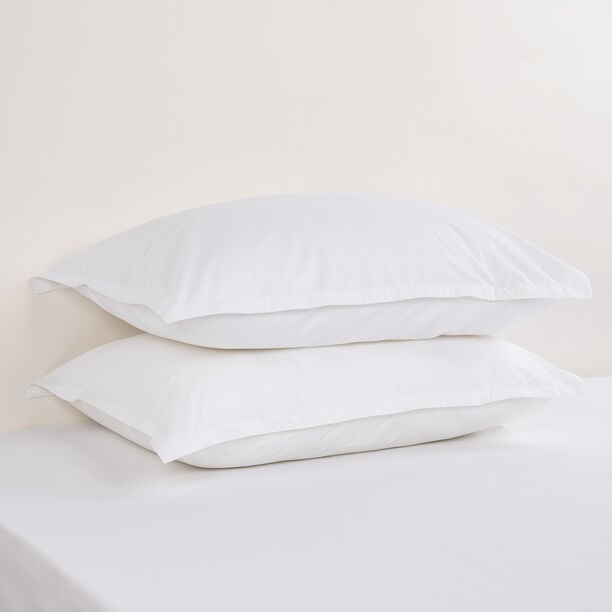 Boutique Blanche Pillow Cover Set 100% Cotton 200Tc Percale Standard White 75*50 Cm image number 0