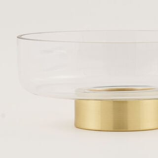 لا ميسا وعاء تقديم زجاجي متوسط بقاعدة معدنية باللون الذهبي 10.5*26سم