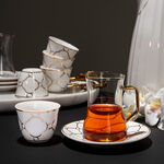 Dallaty white and gold porcelain tea and coffee cups set 18 pcs image number 7