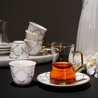 18 Pcs Porcelain Arabic Tea And Coffee Set