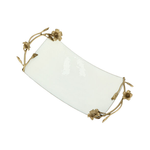 Pedestal Tray White&Satin Gold image number 2