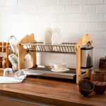 Alberto Dish Rack 2 Layer Stainless Steel With Wood image number 0