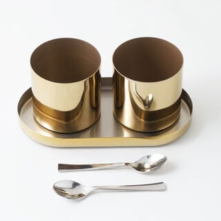 Alberto stainless steel condiment set 4pcs, white and gold