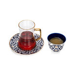 18Pc Arabic Tea And Coffee Set Porcelain Dutone Blue image number 3