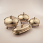 La Mesa Metal Serve Bowl With Lid Nickle Plated 16*16*15Cm, Champagne Gold image number 3