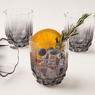 La Mesa 4Pcs Hand Made Glass Tumbler, Grey 300Ml