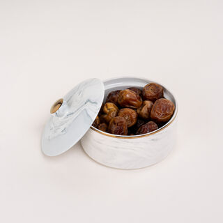 La Mesa blue gold marble date bowl with lid 13*9 cm