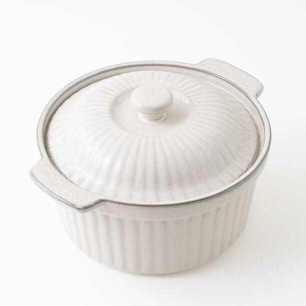 لا ميسا حافظة طعام بغطاء فخار 27.5*23.5*11.2سم، كريمي image number 2