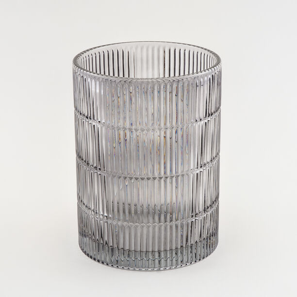 "Homez light grey ribbed glass waste bin 18*18*26 cm image number 1
