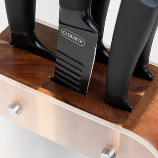 Alberto 5 Piece Knives Acacia Wood Knife Block With 5 Acrylic Knives Set