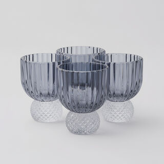 لا ميسا طقم أوعية حلويات صغيرة 4 قطع زجاج، رمادي