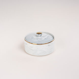 La Mesa blue gold marble date bowl with lid 13*9 cm