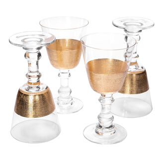 Stemglass 4 Pcs Set Gold Grid Cut