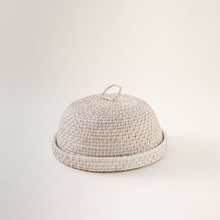 Rattan Cover With Base In White