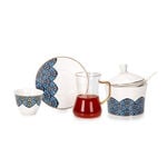 21 Pcs Porcelain Tea And Coffee Set Dark Blue image number 1
