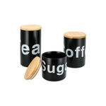3 piece black porcelain canister set image number 1