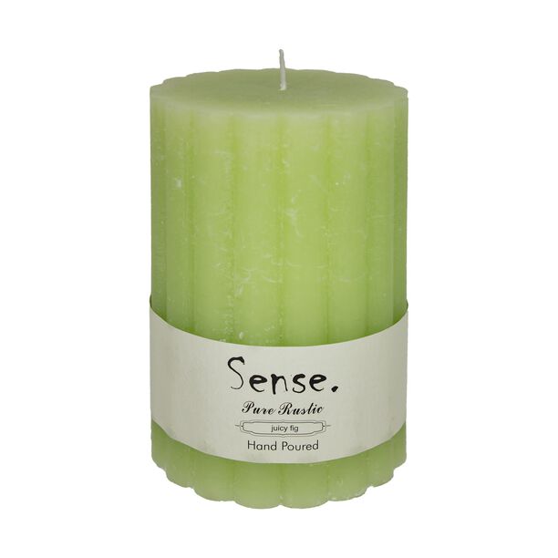 Pillar Candle Sense Rustic Grass Green H:15Xdia:10Cm With Fragrance Juicy Fig With Ridge Shape image number 0