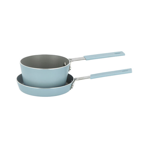 2Pcs Mini Set Frypan + Sauce Pan Blue image number 2