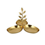 ARABESUE TRIPPLE OVAL BOWL CONDIMENT SET WITH EVERGREEN LEAF LARGE image number 2