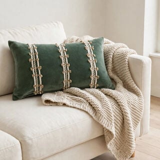 Homez Green Ornamental Stripe Cushion Cover, 30*45Cm