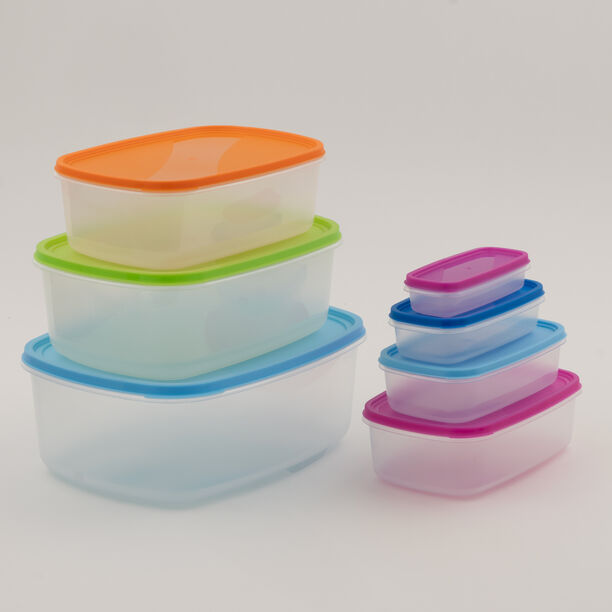 Pentola 7pcs plastic rectangular food container set with lids image number 1
