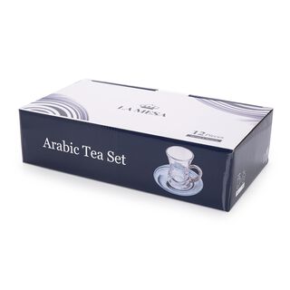 La Mesa Arabic Tea 12 Pieces Set Grey Marble And Silver