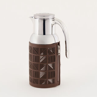 Dallaty Stainless Steel Thermos with Leather Touch, Brown, 1.3L