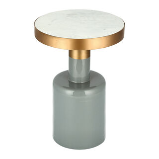 Marble Round Side Table Black Base 36X36X51 CM