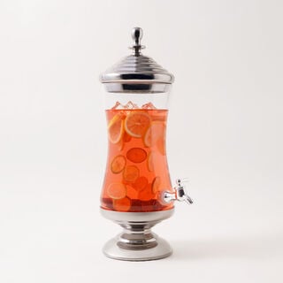 La Mesa glass beverage dispenser with silver base & lid 3.2L